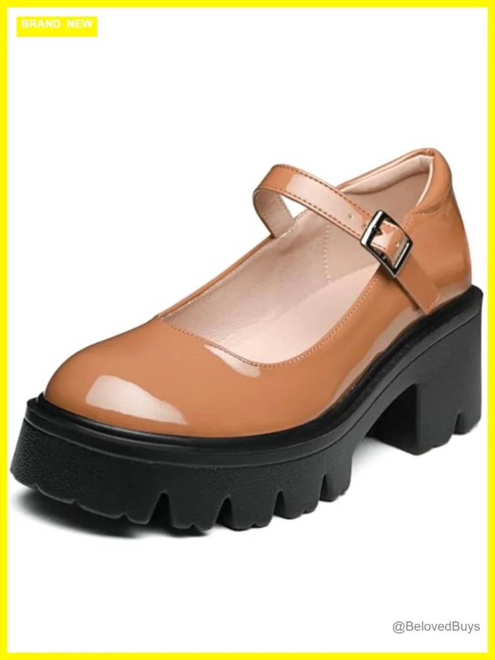 Platform Mary Jane Shoes - Chunky Block Heel Dress Shoes with Buckle Ankle Strap